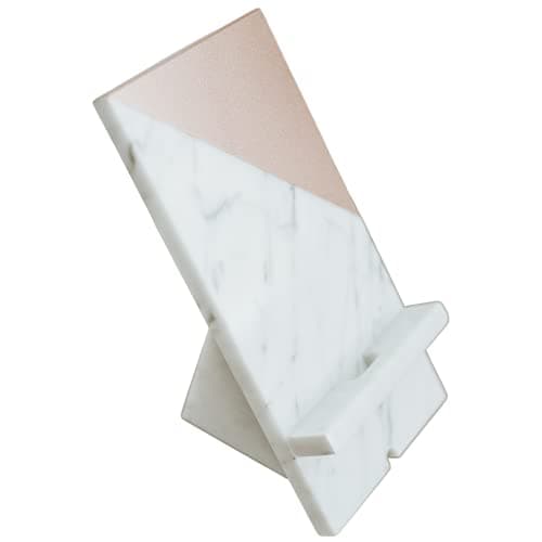 Stylish Rose Gold Marble Phone Stand - Elegant Office Desk Decor for Women - Charging Station Holder - Thoughtful Tech Gift