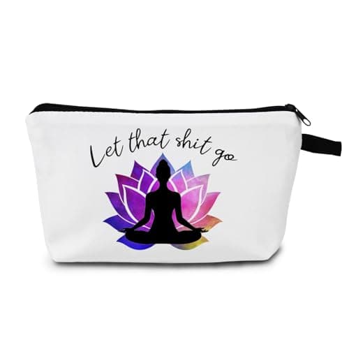 MoCaliduccious Let That Go Makeup Bag Cosmetic Bag Pouch Yoga Instructor Yoga Accessories Women Funny Meditation Gift Zen Gifts Yoga Accessories for Women Meditation Gift for Namaste Yoga Toiletry Bag