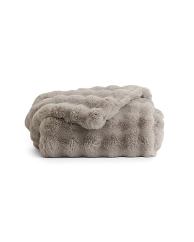 Cozy Earth Bubble Cuddle Blanket - Faux Fur Ultra-Soft Luxury Throw Blanket - Comfortably Weighted Design for Lounging or Sharing - Machine Washable - Light Grey Oversized Throw 80" x 60"