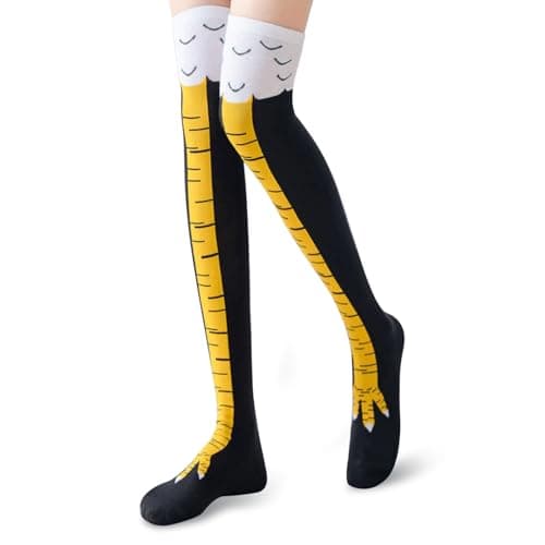 Erpotyl White Elephant Gifts for Adult Teens - Christmas Long Tube Elastic Chicken Leg Socks for Women Men Funny Stocking Stuffers