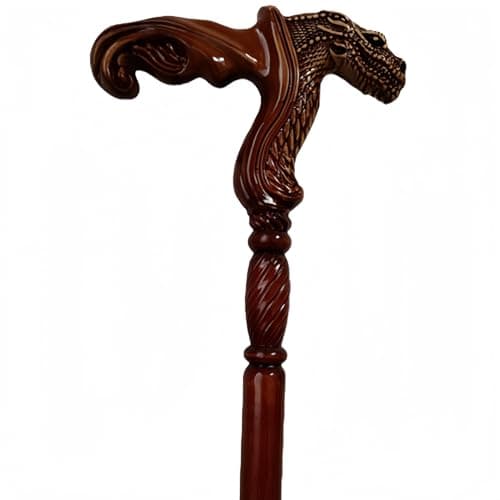 13 Hand-Carved Animal Wooden Walking Canes – Lightweight Ergonomic Stick for Seniors, Men & Women | Travel-Friendly Gift for Hiking, Camping & Recovery (Crocodile)