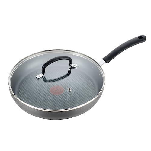 T-Fal Ultimate Hard Anodized Nonstick Fry Pan With Lid 12 Inch, Oven Broiler Safe 400F, Lid Safe 350F, Cookware, Pots and Pans, Kitchen Frying Pans, Skillets, Home, Dishwasher Safe, Black