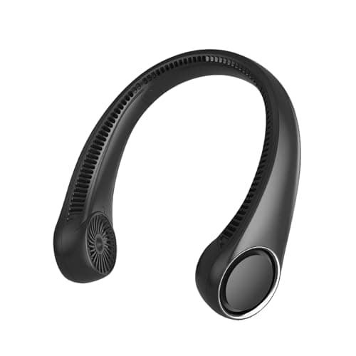 Portable Neck Fan, Hands Free Bladeless, 360° Cooling Personal Fan,Wearable Quiet Fan for Outdoor Indoor, Birthday Gifts for Men Women Mom Dad, 4000mAh Battery USB Rechargeable, 3-Speeds( Black)