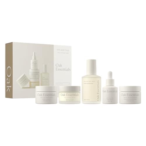 Oak Essentials The Routine At-Home Facial Gift Set | 5-Step Anti-Aging Skincare Routine with Blue Tansy Oil, Cleansing Balm & Face Mask