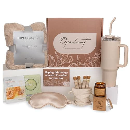 Gift Basket for Women - Luxury Self Care Basket for Women | Cozy Blanket, 40oz Tumbler, Candle, Bath Salts - Unique Birthday Box for Her - Get Well Soon Care Package