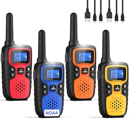 Wishouse Walkie Talkies for Adults Long Range-Rechargeable 4 Pack 2 Way Radios, Hiking Accessories Camping Gear Xmas Birthday Gift for Kids Family with Lamp,SOS Siren,NOAA Weather Alert,Easy to Use