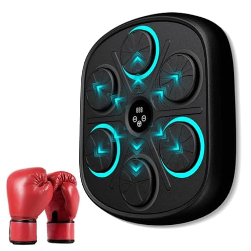 OurStarry 2025 New Model Smart Music Boxing Machine for Adults and Kids, Training Machine with LED Electronic Wall Mounted, Home Indoor Workout Equipment with Premium Boxing Gloves (Black 03)