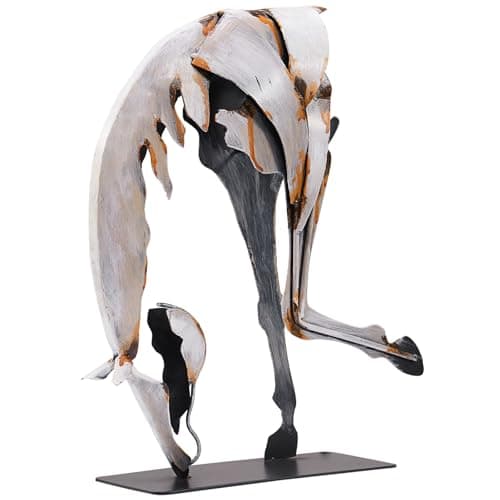 SunBlogs Art Handmade Horse Statue, Elegant Rustic Home Decor, Modern Metal Sculpture Crafts for Home & Office, Gift for Horse Lovers, Girls, Women (White)