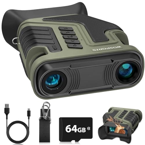 WOSPORTS 4K Night Vision Goggles - 48MP Photo, up to 80x Magnification, 10X Optical & 8X Digital Zoom, 1015FT Vision, 3" Screen, 5000mAh Rechargeable Battery, Outdoor Camping, Survival, Gift for Men