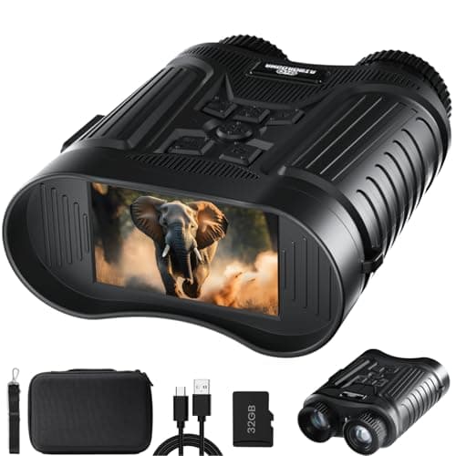 Night Vision Goggles, 4K Night Vision Binoculars for Adults, 3'' HD Screen & 8X Digital Zoom External Flashlight, 2000FT Viewing Range for Outdoor Camping