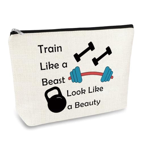 Fitness Gift for Women Workout Makeup Cosmetic Bag Fitness Lovers Gifts Dumbbell Bodybuilding Sports Gym Instructor Trainer Gifts Inspirational Gift for Friend Sister Christmas Birthday Present