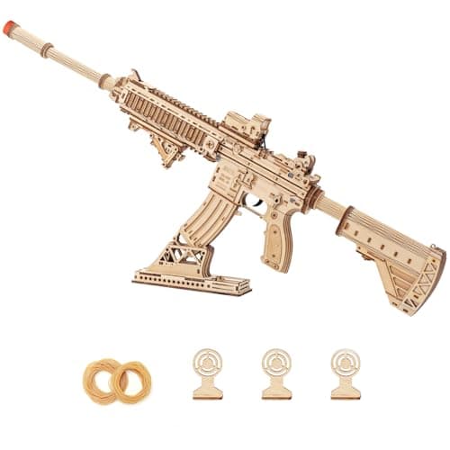 RUIFAM 3D Wooden Puzzles for Adults, 3D Puzzle Model Rubber Bands Gun Toys Building Kits, DIY Wood Crafts Cool Toy Hobbies for Men Women, Creative Assembly Gifts