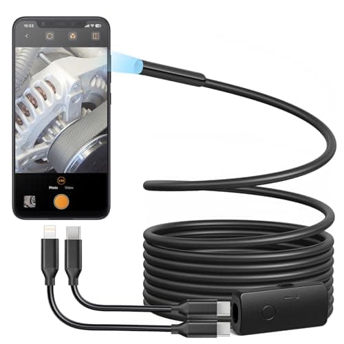 Anykit USB Endoscope Camera with 8 Adjustable LED Lights, Borescope with Semi-Rigid Snake Camera, IP67 Waterproof Inspection Cam Compatible with iPhone and Android Devices (9.8 ft)