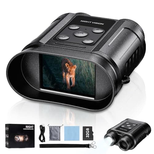 Night Vision Goggles,Compact Night Vision Binoculars,32GB Card Included, Photo/Video Capture,Outdoor tools for Education, Wildlife Watching,Gifts for Boy, Gifts for Men, Gifts for Father (Pearl Black)