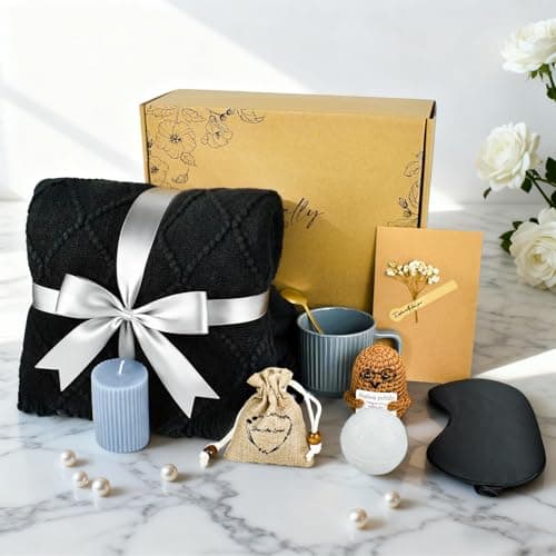 Get Well Soon Gifts for Men, Care Package for Men with Plush Blanket, Get Well Basket for Man Dad Husband Friend After Surgery, Cancer Gifts, Sympathy Gift Basket