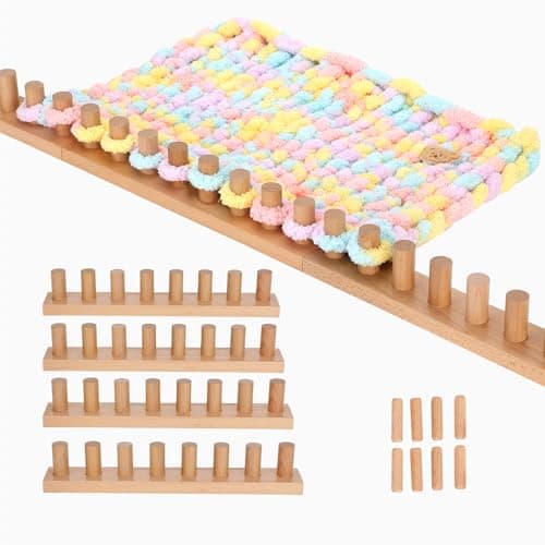 Sienson 63" Chunky Knitting Loom for Blanket Making – Adjustable Wood Frame, Portable DIY Hand Knitting Kit for Beginners, Reusable Blanket Loom for Bulky Yarn Crafts & Gifts