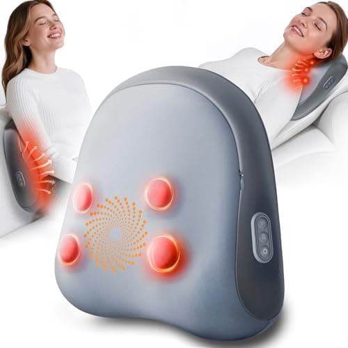 JZBRAIN Shiatsu Back and Neck Massager with Heat – Deep Kneading Massage Pillow for Relaxation – Corded Design for Full Body Use – Gift for Loved Ones