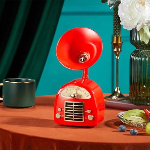 simpnavi Mini Vintage Bluetooth Speaker, Small Cute Aluminum Alloy Desk Decor for Teen Girl Gifts, Home Decor & Office Desk Accessories (Romantic Red)