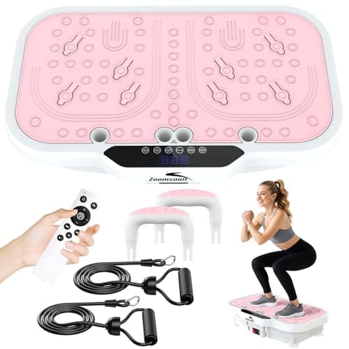 Zoomsnail Vibration Plate Exercise Machine, 8000 Vibrations/min Adjustable Fitness Platform, 400 Lbs Capacity Whole Body Workout Extra Large Size Platform with Bluetooth for Weight Loss, Women & Men