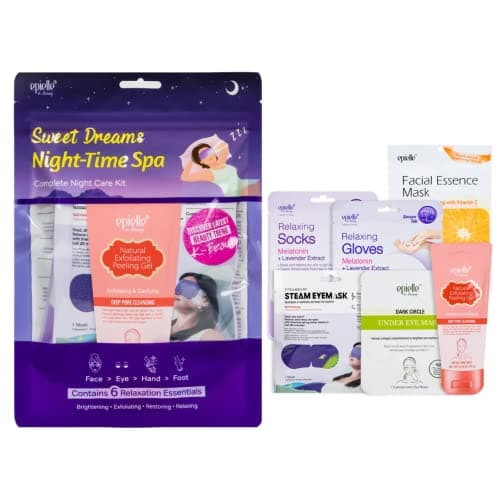 Epielle Sweet Dream Night-Time Spa Kit, 6 Relaxation Essentials, At-Home Spa Kit for Radiant Skin, Self Care Gifts for Women, Korean Skin Care Set, Stocking Stuffers, Thanksgiving Essentials