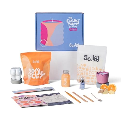 Sculpd Candle Making & Pottery Kit - Complete Art Set: Includes Air Dry Clay, Soy Wax, Fragrance & Tools - DIY Arts & Crafts Gift for Adults, Teens, Men & Women Crafting Supplies (Orange Ginger)