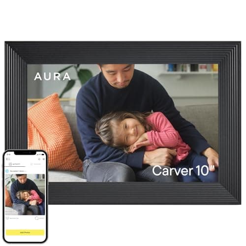 Aura Carver HD WiFi Digital Picture Frame, 10.1”, Add Photos with Aura App, Free Unlimited Storage - Wirecutter’s Pick for Best Digital Photo Frame 2022 - Gravel