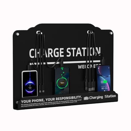 Wall Mounted Cell Phone Charging Station Mobile Phone Charging Station | Fast Charging 8 Device | Compatible with iphone ipad Smartphone Tablets Port | Great for Offices Hotel Hospital Airport (Black)