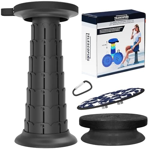 2025 Upgraded XXL Collapsible Stool with Cushion 20.4", 200Kg Max Weight, Wider & Taller Pop Up Seat, Heavy Duty Portable Retractable Folding Stool or Travel Foot Rest, Gift for Camping & Outdoors