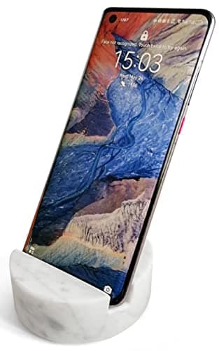 fashciaga Luxurious Marble Cell Phone Stand Holder for Cellphone Tablet On Desk, Countertop, Table, Nightstand. Heavy Real Stone Mobile Phone Stands (Solid)