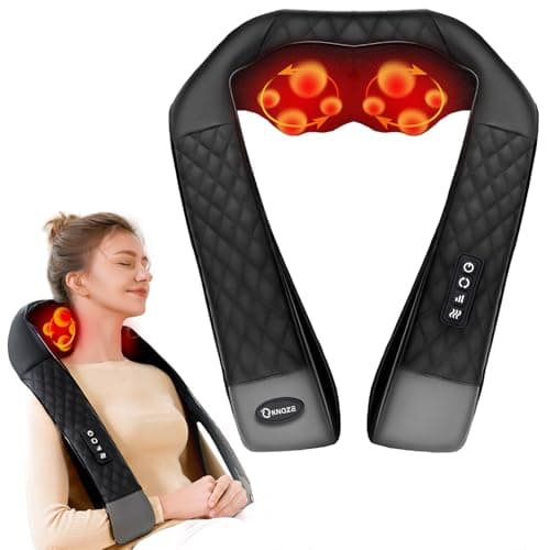 Shiatsu Neck and Back Massager with Heat, Neck and Shoulder Massager, 4D Deep Tissue Kneading Massage for Leg, Full Body Muscle Pain Relief, Ergonomic Design, Ideal Gifts for Women Men, Corded Use