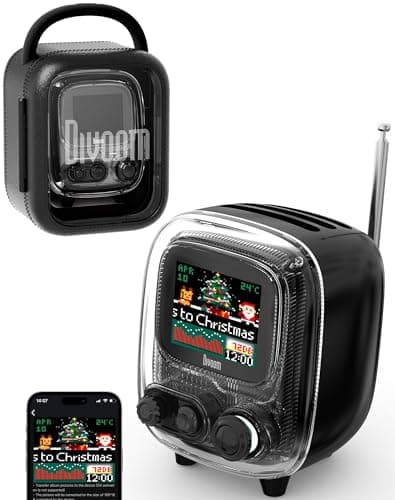 Divoom Tiivoo-2 Portable Bluetooth Speaker with FM Radio,Pixel Art Retro Mini Small Cute Wireless Speaker,Vintage Decor Suitable for Party Office Desk Home Bedroom Kitchen,Gifts for Women Men,Black