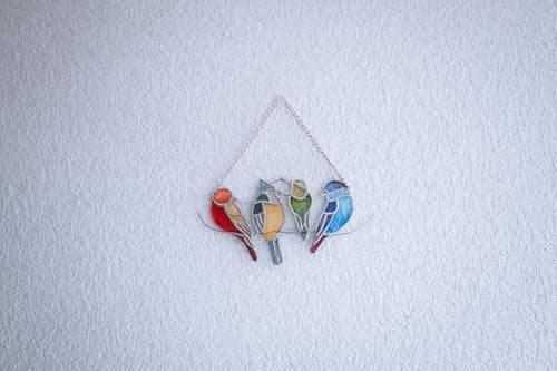 Cucs 3.0 DIY Stained Glass Suncatcher Kit – Paint Your Own 4 Birds – Home Decor Craft Kit – 10 Acrylic Paints & Brush