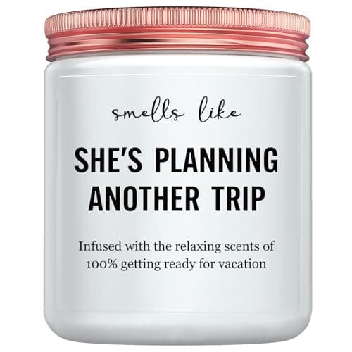 Best Travel Gifts for Women, Funny Gift for People Who Like Travel Hiking - Unique International Traveler Planner Vacation Retirement Present Candle