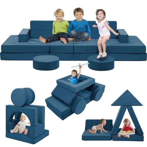 Edbuosy 22Pcs Modular Kids Play Couch - Kids Couch for Playroom Bedroom Living Rooms Toddler Sofa for Inspiring Child Creativity，Children Convertible Foam Sofa