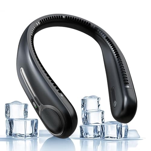 Portable Neck Fan,Hands Free Personal Wearable Bladeless Fan,6000mAh USB Rechargeable,360° Cooling,LED Display,4-Speeds,Birthday Gifts for Men Women Dad Mom,Stocking Stuffers Christmas Gifts (Black)