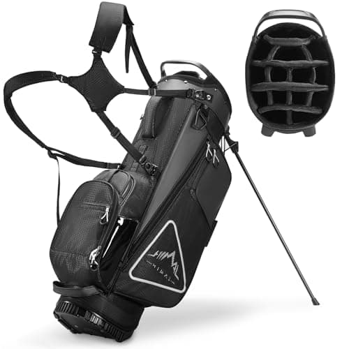 UNIHIMAL 14-Way Golf Stand Bag, Full Length Premium PU Leather Golf Bag with Plush Top, Magnetic Pocket, Dual Strap and Rain Cover for Men