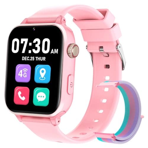 Xipax Kids Smartwatch for Boys Girls with GPS Tracker 4G LTE Calling & Real-Time Location Tracking, Kids Watch with Video Chat, Camera, Games, SOS Call Watch for Children Age 3-15 (Pink)