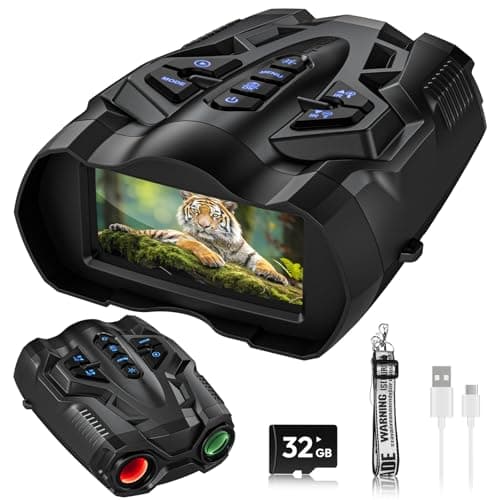 WISHBETY 4K Night Vision Goggles for Adults,10X Zoom Night Vision Binoculars with 1000FT Infrared Range,4000mAh Rechargeable Battery,3.5" Screen,Include 32GB Card,Gift for Mens and Outdoor Enthusiasts