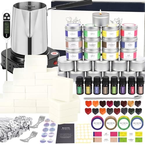 SAEUYVBCandle Making Kit,Candle Making Kit with Wax Melter, Complete Candle Making Kit for Adults Beginners, Candle Making Supplies, DIY Arts & Crafts Kits Perfect as Home Decorations