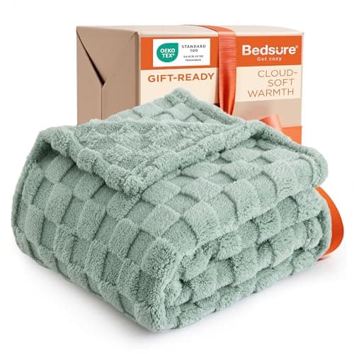 Bedsure GentleSoft Sage Green Throw Blanket for Couch - Checkered Fleece Blankets Christmas Gifts for Women Men Girls, Cute Soft Cozy Throw for Bedroom Home Decor Gifts, 50x60 Inches