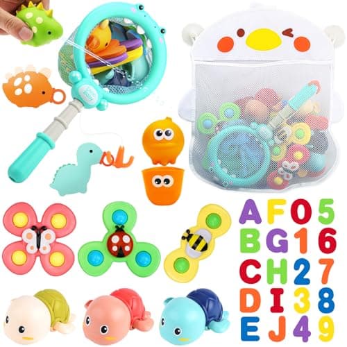 LZZAPJ Baby Bath Toys for Toddlers 1-3, Kid Bathtub Toy with 36 Foam Bath Letter & Number, Fishing Games with Fish Net, Water Pool Toy with Storage Bag, Shower Toy Gift for Boy Girl Infant 1 2 3 4 5 6