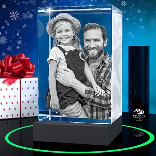 ArtPix 3D Crystal Photo, Christmas Personalized Gifts for Women, Wife, Her, Him, Men, Husband, Grandma, Great Xmas Customized Gift With Your Own Photo, Custom Glass 3D Laser Etched Picture Wedding