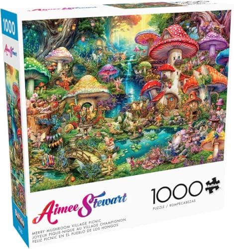 Buffalo Games - Aimee Stewart - Merry Mushroom Village Picnic - 1000 Piece Jigsaw Puzzle for Adults -Challenging Puzzle Perfect for Game Nights - Finished Size is 26.75 x 19.75