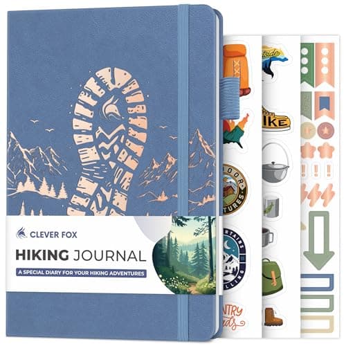 Clever Fox Hiking Journal for Outdoor Enthusiast – Unique Travel Notebook Diary for Traveler Women & Men – Best Gifts for Hikers & Campers – Cool Camping Log Book (Smoke Blue)