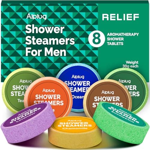 Shower Steamers for Men - 8 Pack Shower Bombs Aromatherapy with Essential Oils, Mens Stocking Stuffers 2025, Christmas Gifts for Men, Relax Gifts for Husband, White Elephant Gifts for Adults Useful