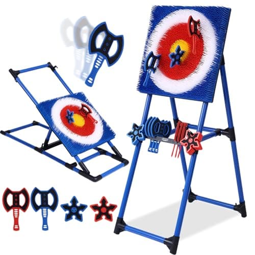 NUCTKP Axe Throwing Bristle Target with 8 Throwing Axes Set,Axe Throwing Game for Indoor & Outdoor,Yard Games,Carnival Games
