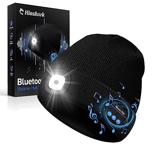 Stocking Stuffers Gifts for Men, LED Bluetooth Beanie Hat, Christmas Birthday Gifts for Men Dad Him Husband Grandpa, White Elephant Gifts for Adults, Camping Hiking Accessories Cool Gadgets