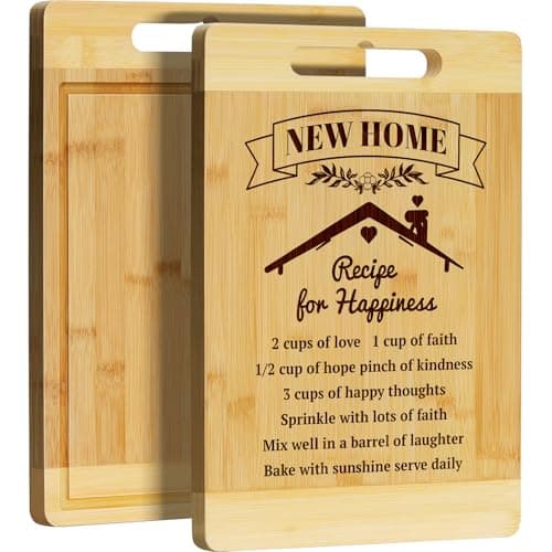 Kikcoin House Warming Gifts New Home - Bamboo Cutting Boards for Kitchen, Housewarming Gifts New Home Gift Idea for Women Men Homeowner, House Essentials for New Home, Large Cutting Board 13.8" X 9.8"