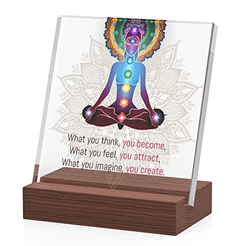 Zen Office Decor Meditation Gifts for Women, Acrylic Desk Decoration Zen Gifts, What You Think, You Become; What You Feel, You Attract; What You Imagine, You Create