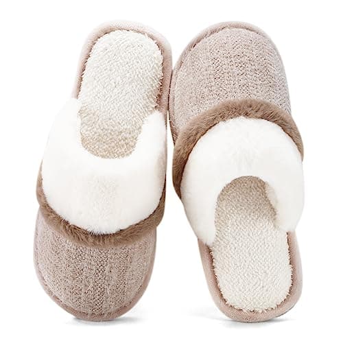 GOEWY Cozy Slippers for Women Indoor and Outdoor Fuzzy House Shoes with Memory Foam Anti-Skid Sole Gifts for Women Mom Ladies